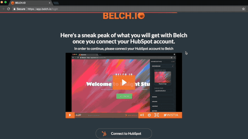 logging into belch